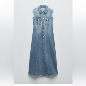 ZARA Denim Midi Shirt Dress L